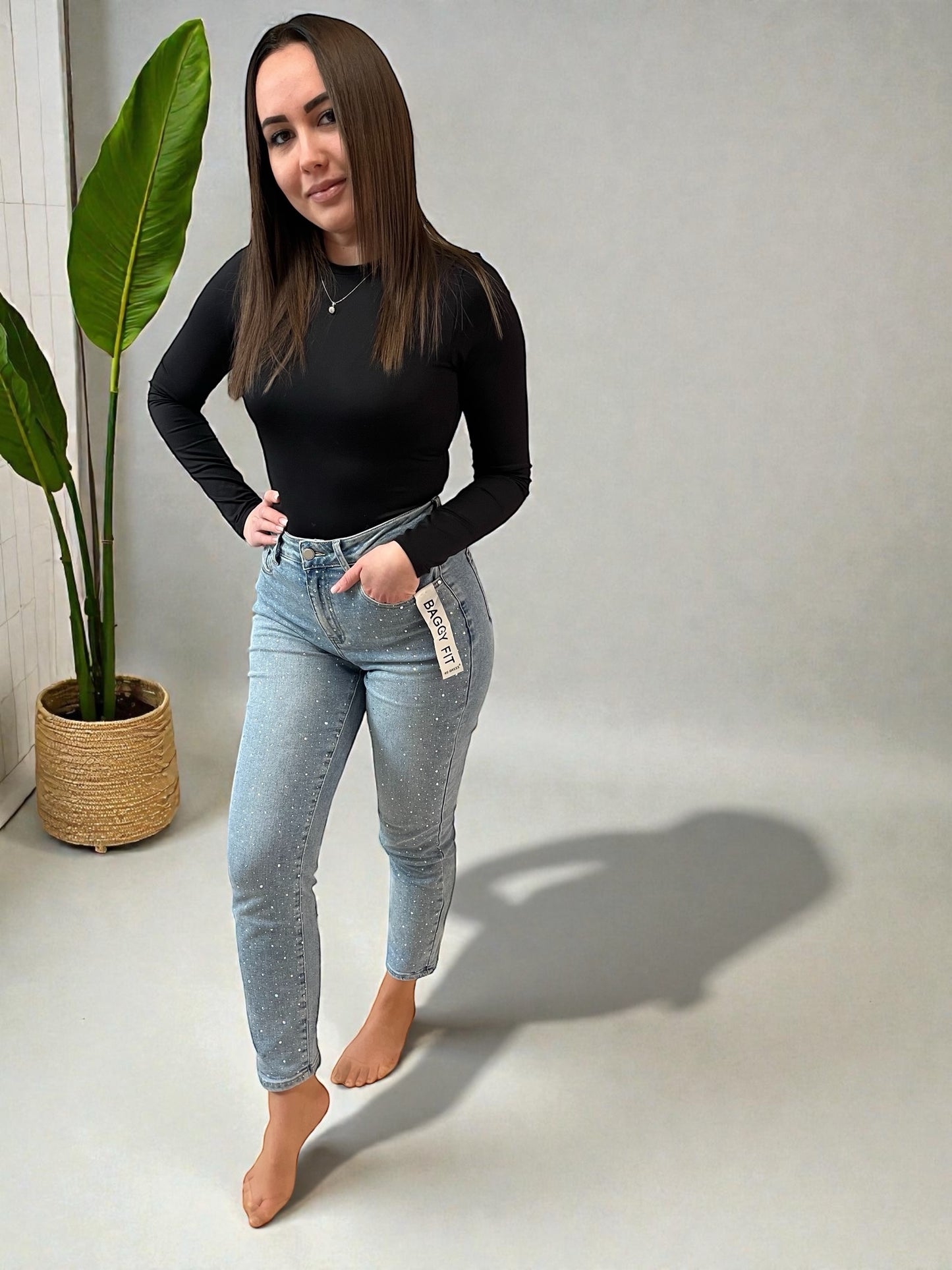 BLAZE strasszkövekkel ellátott farmernadrág