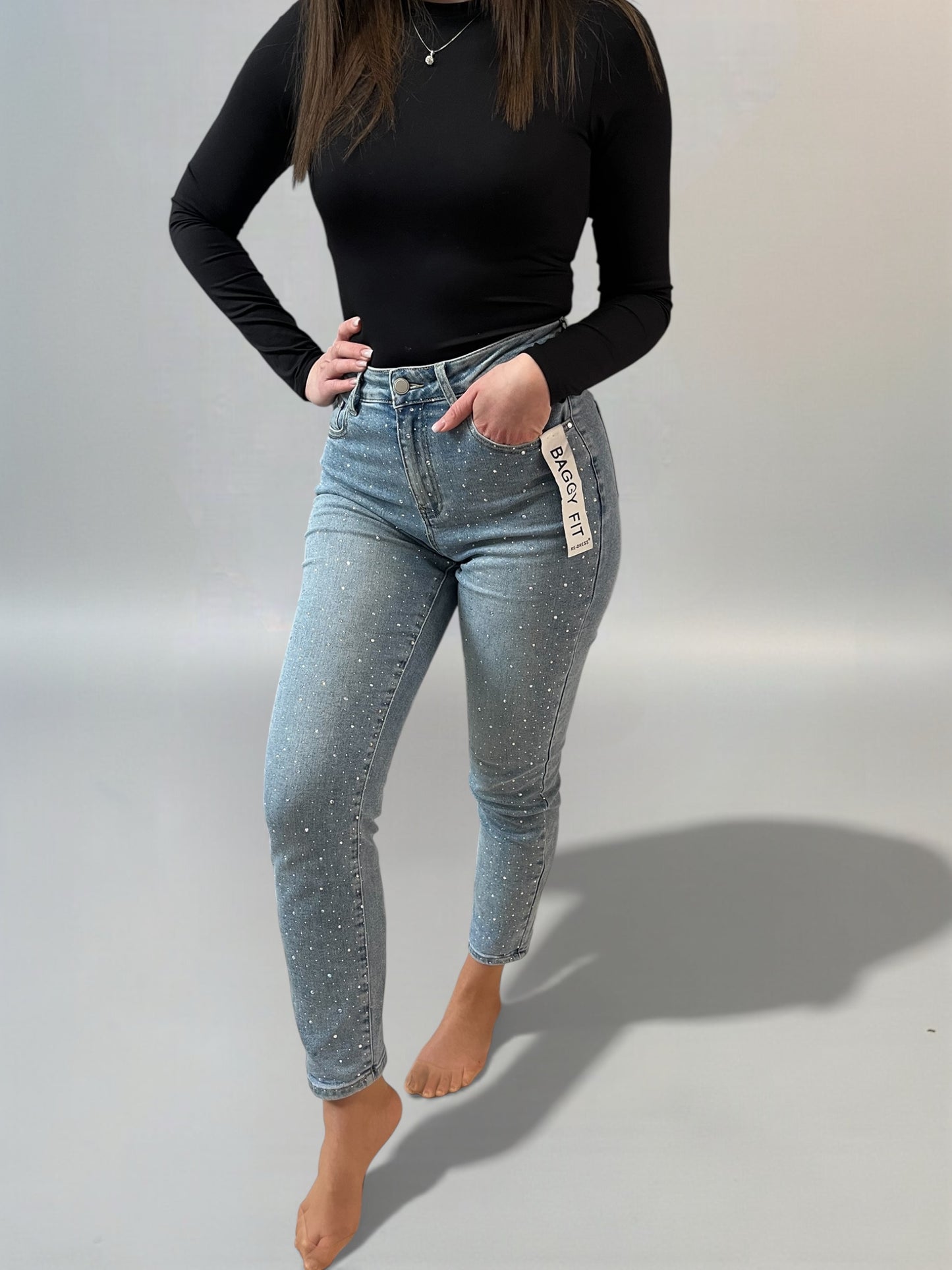 BLAZE strasszkövekkel ellátott farmernadrág