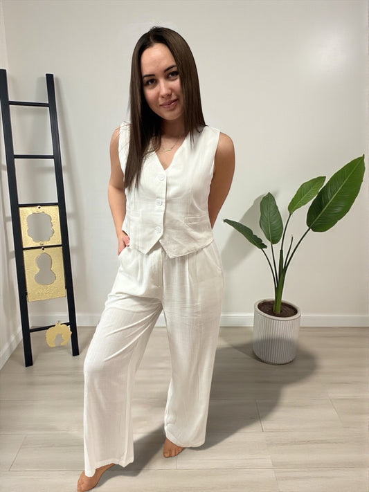 PRIMA fehér lenvászon szett