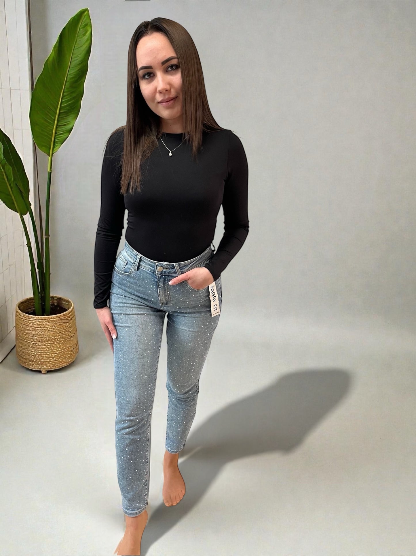 BLAZE strasszkövekkel ellátott farmernadrág